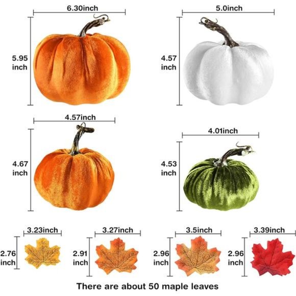 54Pcs Artificial Pumpkins Maple Harvest Fall Decoration - Picture 4 of 7